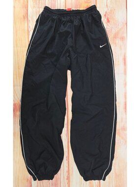 Nike Team Black Athletic Pants Medium With White Piping